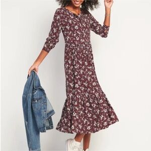 Old Navy floral print swing dress maxi Medium